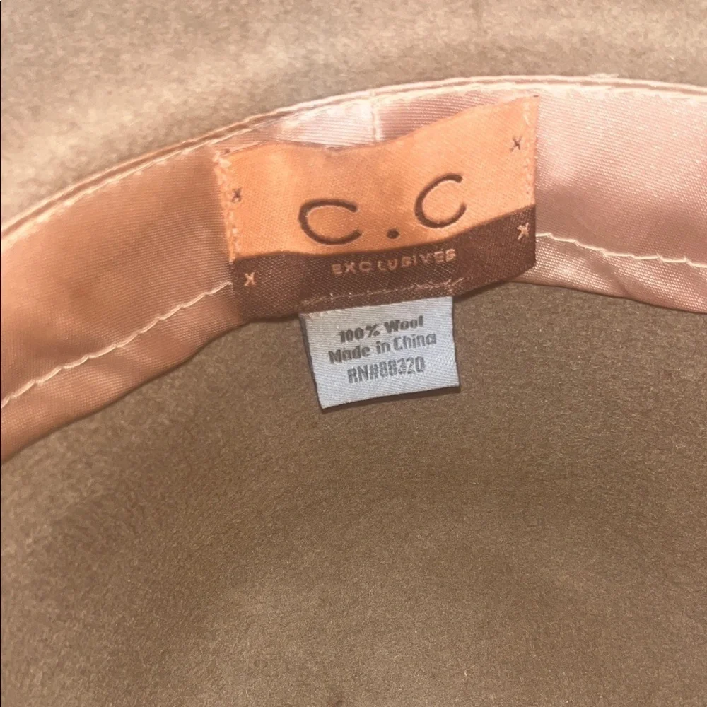 C.C Exclusives Tan / Brown Wool Hat with Patterned Band one size